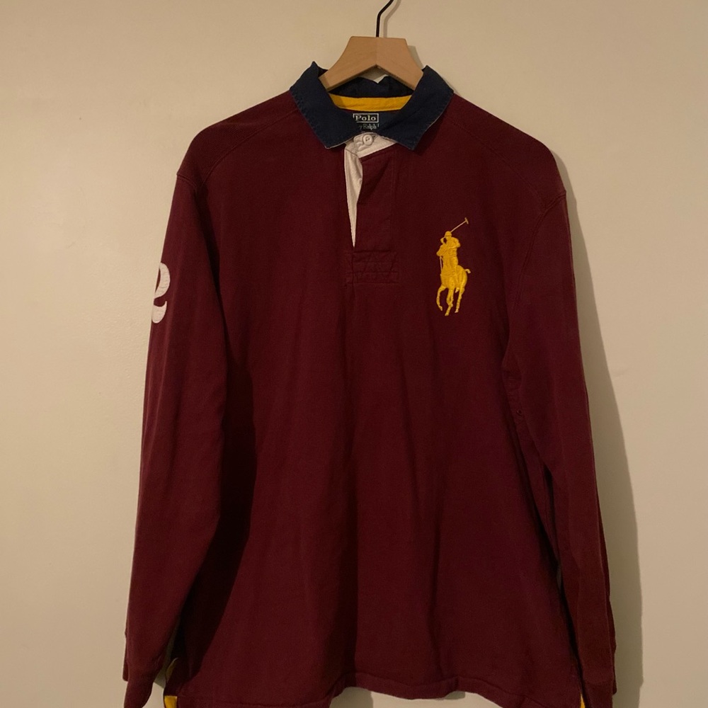 Ralph Lauren Burgundy Polo Shirt with Yellow Logo